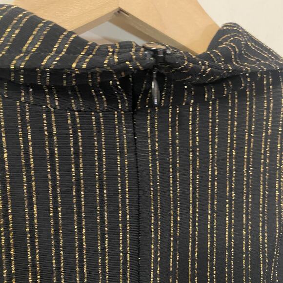 Joseph Ribkoff Trends VTG Black Lurex Pinstripe Black Gold Halter Vest Top Sz 10 - Picture 2 of 7